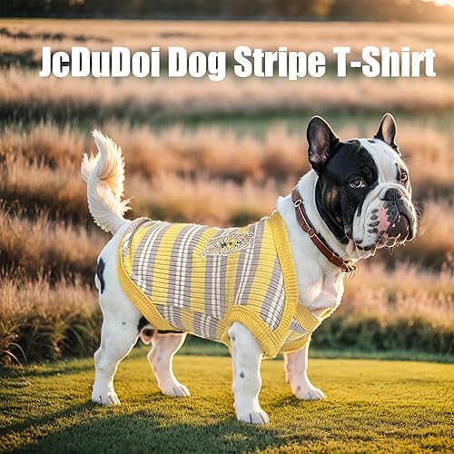 Miniatura 4 de JcDuDoi Camiseta para perro pequeño, ropa ligera y elástica a rayas para perro, transpirable, suave, sin mangas, para cachorros, chihuahua, Yorkie