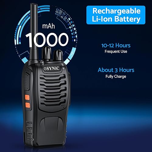 Miniatura 9 de Walkie Talkies para adultos, 3 piezas de Walkie Talkies inalámbricos VOX Radio de 2 vías de largo alcance portátil Walkie Talkies recargables con