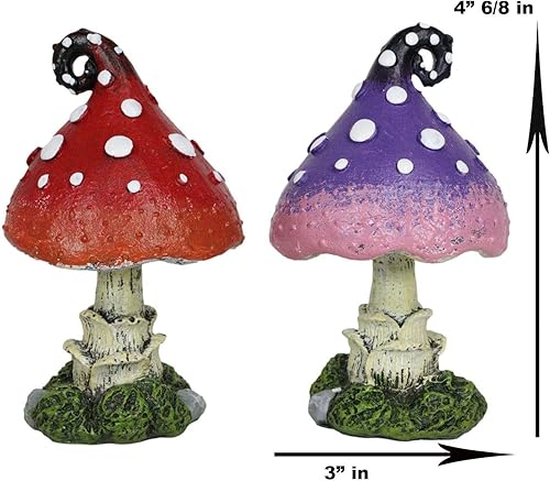 Miniatura 5 de Ebros Gift Enchanted Fairy Garden - Juego de 2 figuras de hongos en miniatura de 5 pulgadas de alto colorido para tu hogar, minihadas,