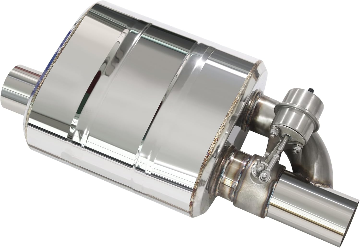 Exhaust Muffler with Valve Controller Kit, Performance Muffler Normally Closed Valve Vacuum Pump (offset in offset out, 76 mm / 3 inch muffler kit)