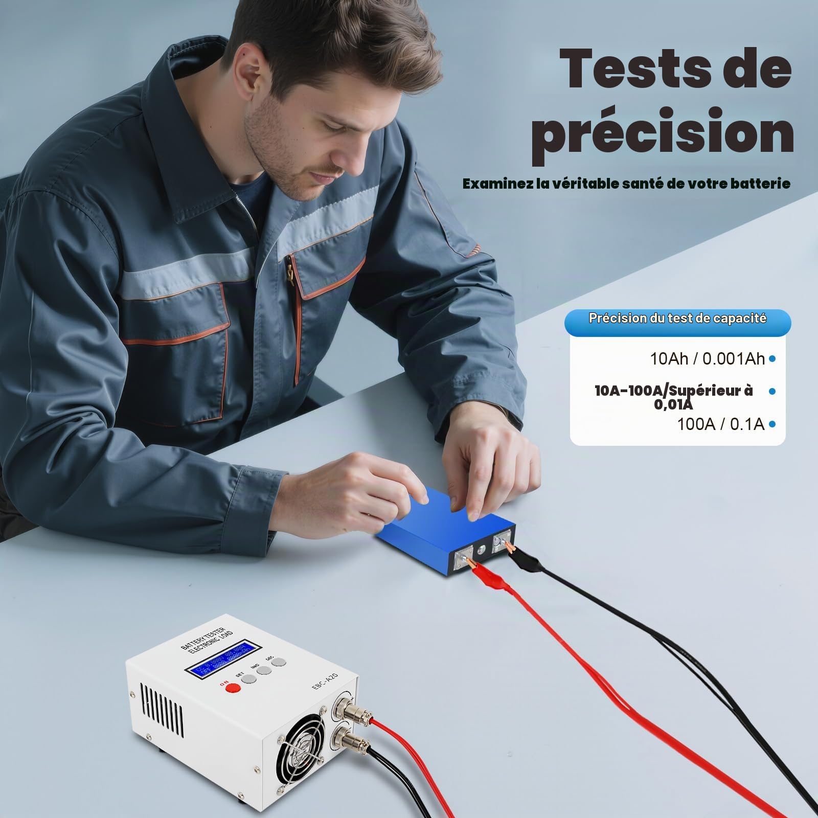 EBC-A20 Testeur de capacité de batterie 85 W Lithium Plomb Acide Testeur de capacité de batterie professionnel Testeur de charge électronique de batterie 5 A, décharge 20 A