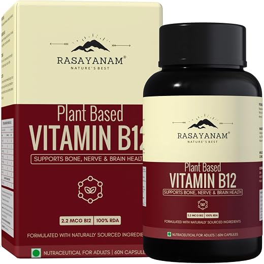 Rasayanam Plant-Based Vitamin B12 | 100% Vegan Vitamin B12 | Enriched with 7 Superfoods like Moringa, Amla &amp; More | Suppor...