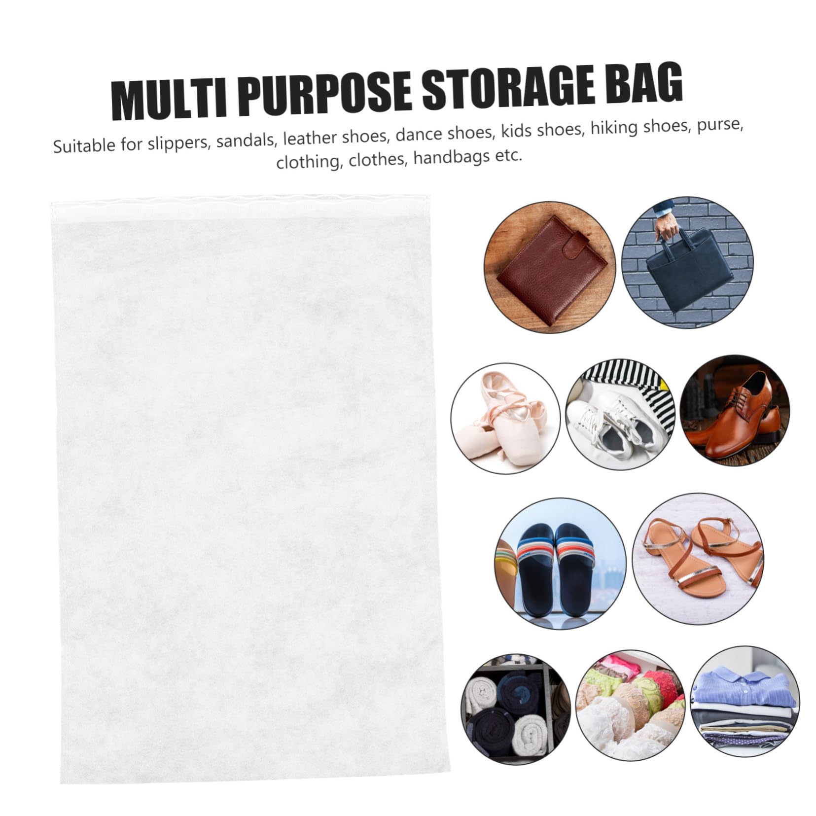 Sacchetti per Scarpe da Viaggio 32x48 Cm 50 Pezzi Non Tessuto | Bianco, Riutilizzabili e Lavabili, per Conservazione Calzature e Confezionamento Valigia