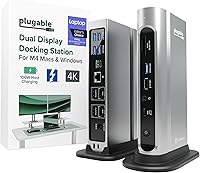 Plugable 16-in-1 Thunderbolt 4 Dock: Dual 4K@60Hz for M4/M5 MacBooks, 100W PD, 2.5G Ethernet, 7 USB Ports, SD Reader - Windows/USB4 Compatible