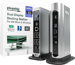 Plugable 16-in-1 Thunderbolt 4 Dock with 100W Charging, 4K Quad Monitor Setup for Thunderbolt 4 Windows Laptops, Thunderbolt Certified Dock with 2X HDMI, 2X DisplayPort, 2.5G Ethernet, 7X USB, SD