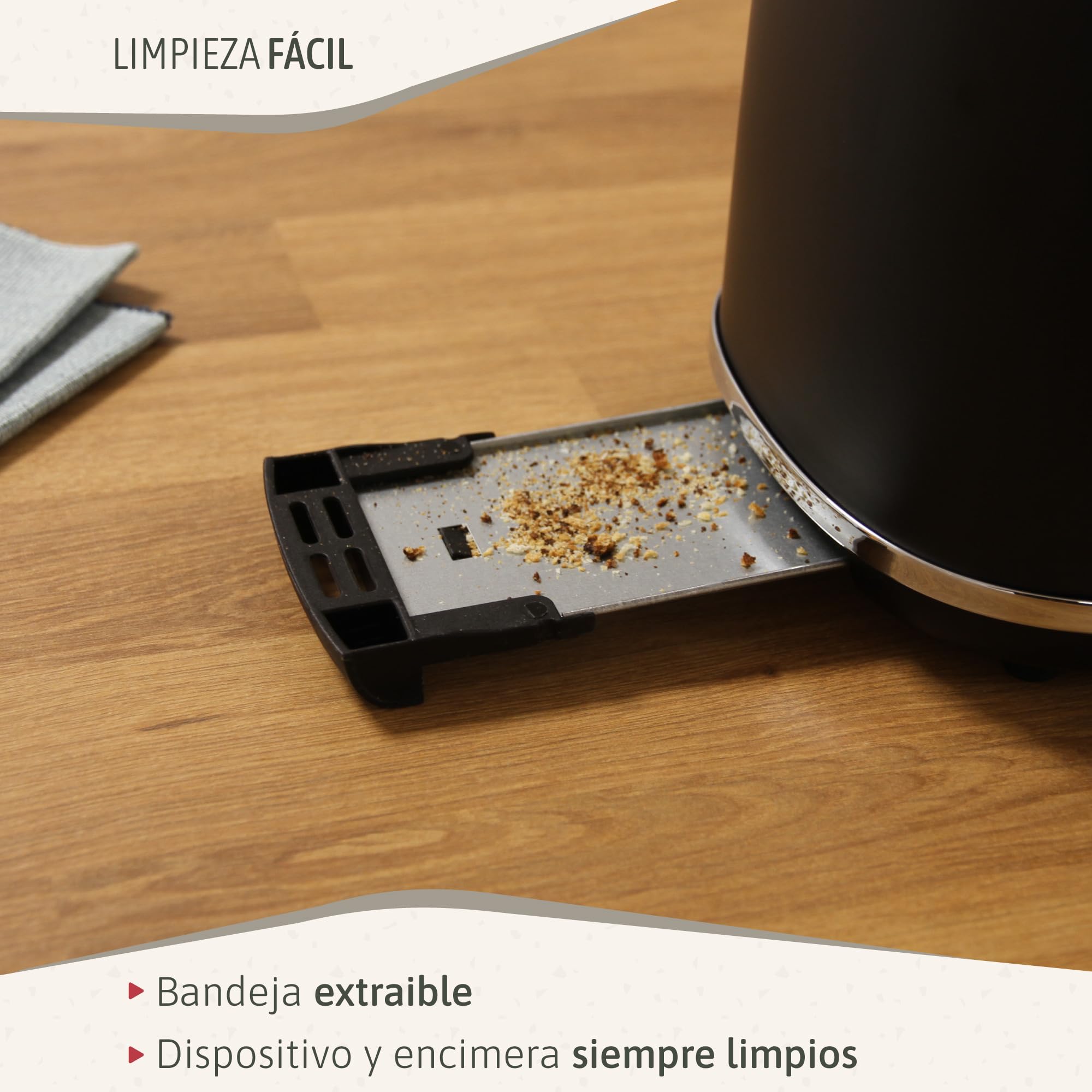 briebe Nordic Set Tostadora Pan Ranura Ancha 2 Rebanadas, 6 Niveles Tostado + Hervidor Agua Eléctrico 1,7L Inalámbrico, 2200W Ebullición Rápida, Libre BPA, Pack Desayuno Diseño Nórdico, Negro