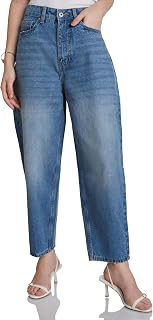 Amazon Brand - Symbol Women's Barrel Fit Jeans (Tapered Balloon Fit | High Rise | Ankle Length) (Available in Plus Sizes) Price In India