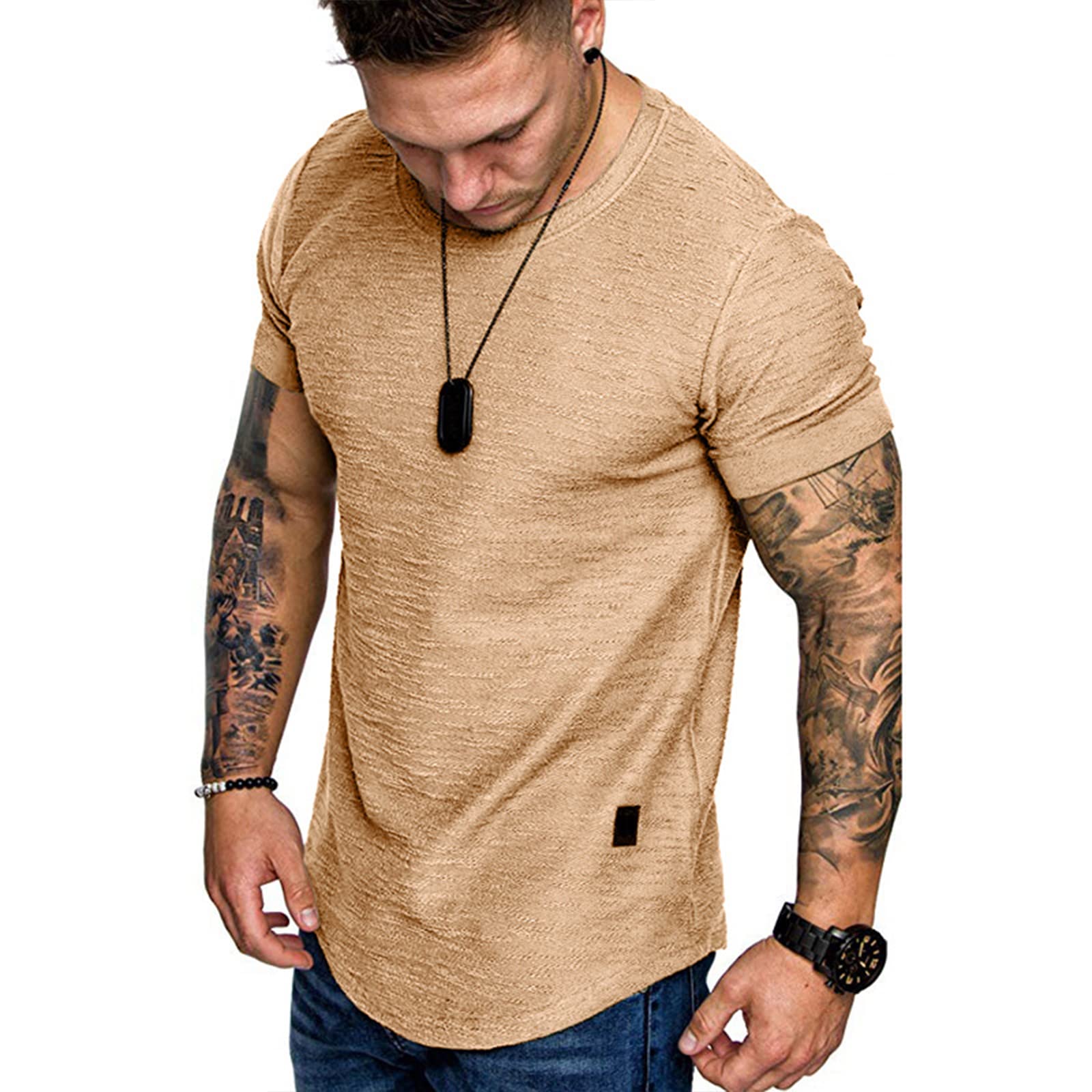 T-shirty z okrągłym dekoltem z krótkim rękawem czysta bawełna męskie rozciągliwe ponadwymiarowe szybkoschnące T-shirty oddychające wygodne