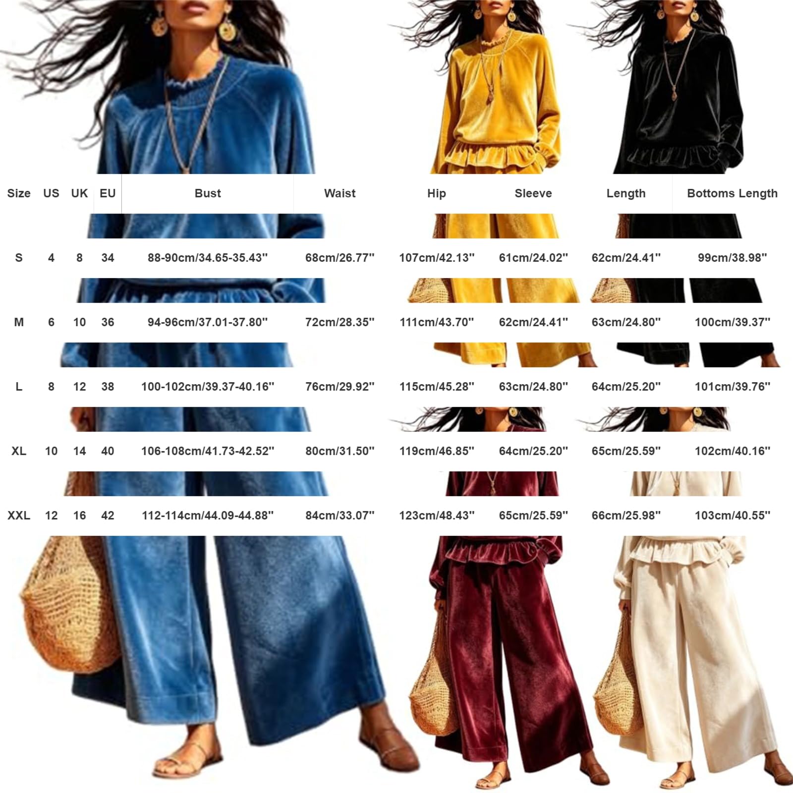 Completi Donna Eleganti 2 Pezzi Completi Palestra Manica Lunga Girocollo Tuta Sportiva Completo Da Ginnastica Casual Set Top E Pantaloni a Gamba Larga Tute Per Jogging Fitness Yoga Autunnale Invernale
