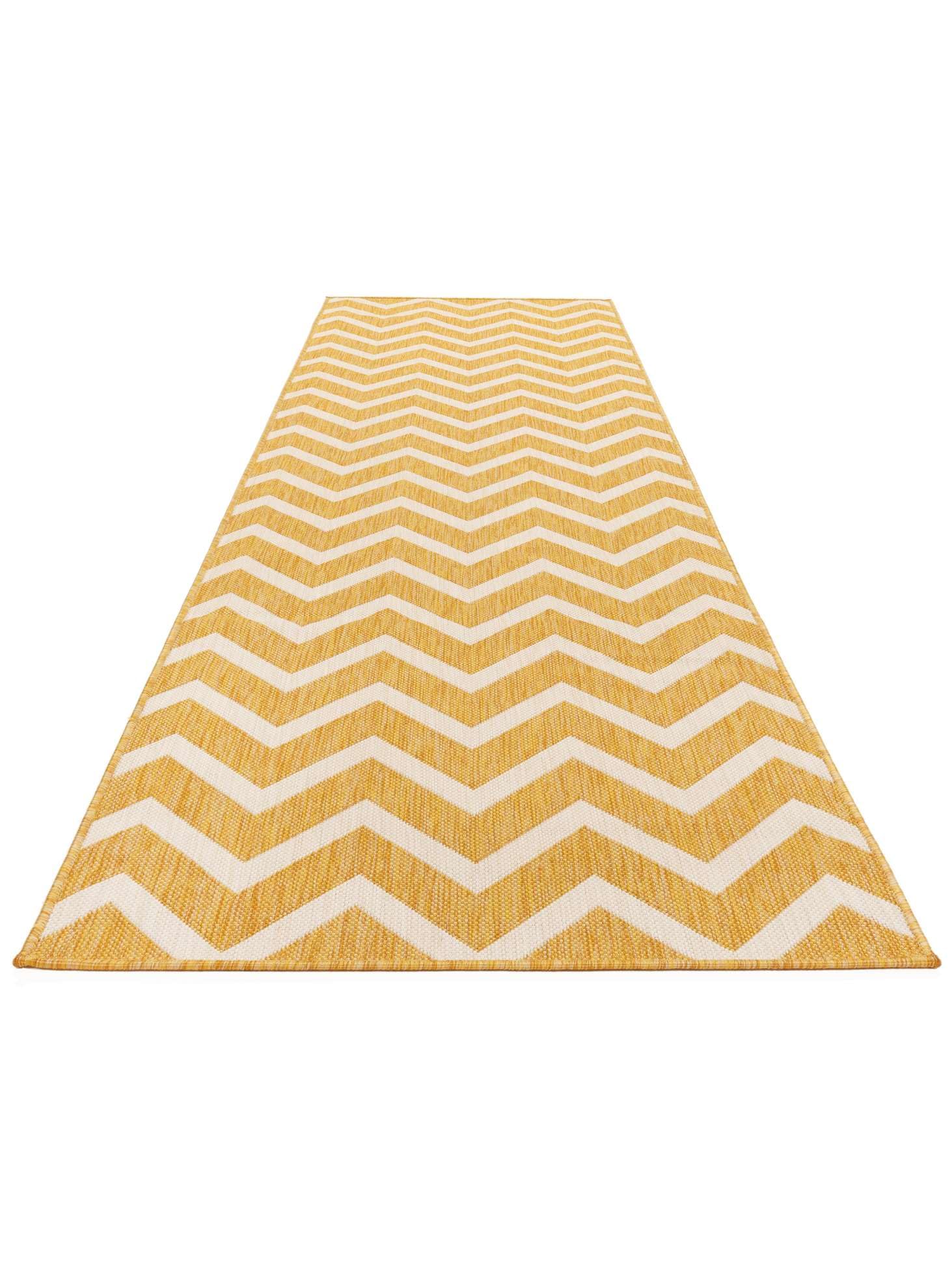 RugVista Capri In & Outdoor-Teppich, Rechteckig, 80 x 300 cm, Gelb | Moderne, Mittlerer Stapel, Nur Handwäsche, Oeko-Tex 100, UV-beständig, Küche, Diele, Patio