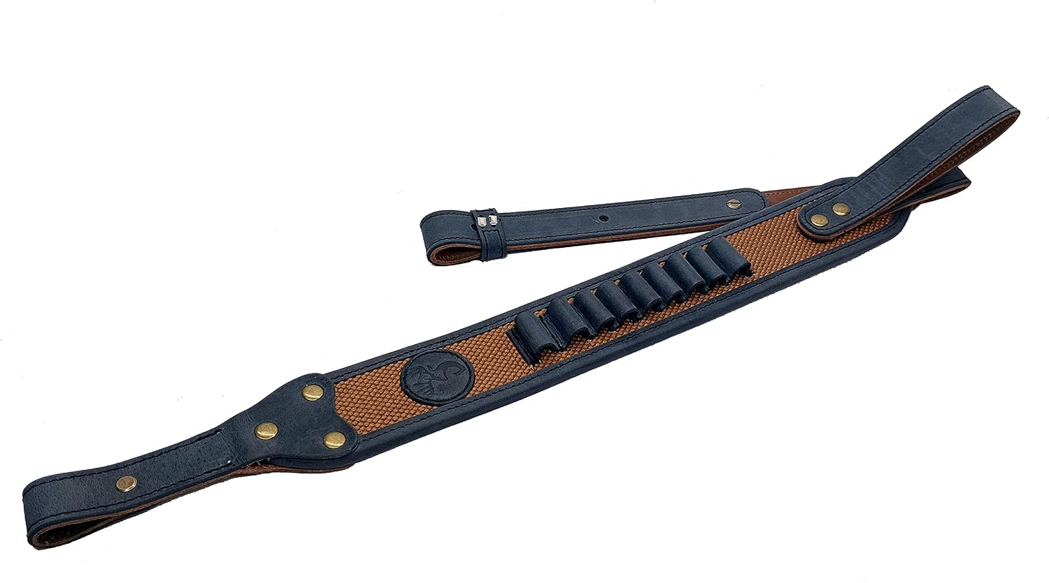 CALYX Hunting Rifle Bandolier Sling Canvas & Leather Gun Strap with Cartridge Ammo Holder for 1 inch Gun Swivel 308 223 30-30 30.06 45-70 357
