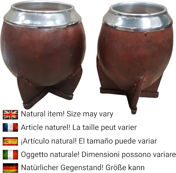Gaucho Bruno Natural Gourd Leather Wrapped Yerba Mate Cup with Stainless Steel Bombilla Straw - Traditional Argentine Mate Set