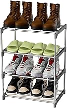 Magrimaxio Scarpiera a 4 Livelli, Impilabile Scaffale Portascarpe in Metallo, Scarpiera per 8 Paia di Scarpe, Organizer Scarpe Ripiano per Soggiorno, Corridoio, Camera da Letto (Grigio)