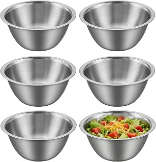 MANCHAP 6pcs 17.5 x 7cm Stainless Steel Mixing Bowl, Metal Mixing Bowl for Home Use