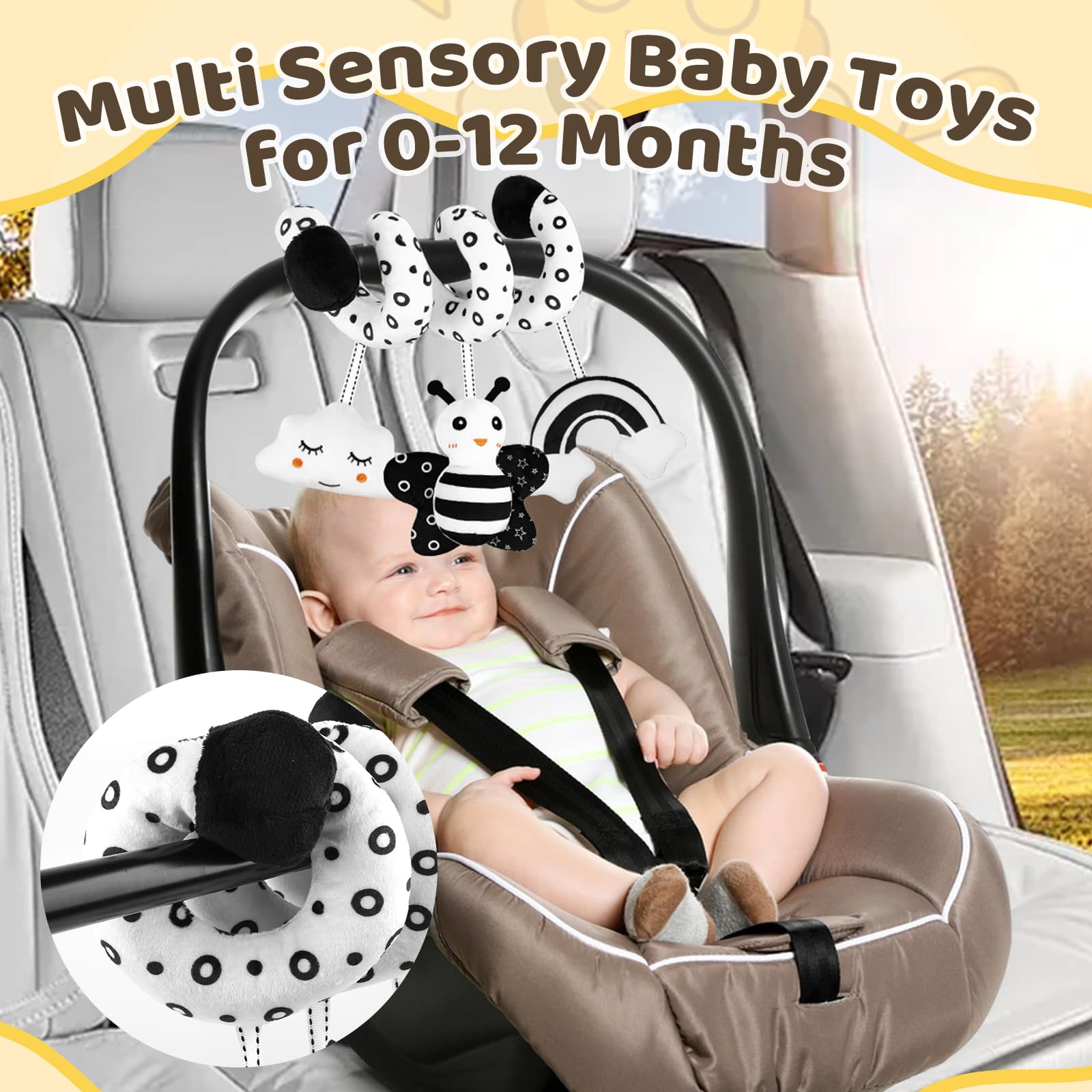 Spirale D'activité Noaxylic Pour Poussette Et Siège Auto - Jouet Suspendu Avec Grelots Doux - Pour Bébé 0-12 Mois