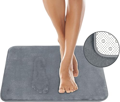 Miniatura 3 de AOACreations Juego de 3 tapetes de baño de espuma viscoelástica, suaves, afelpados, absorbentes, de pelo bajo, incluye 1 grande de 20 x 32 pulgadas,