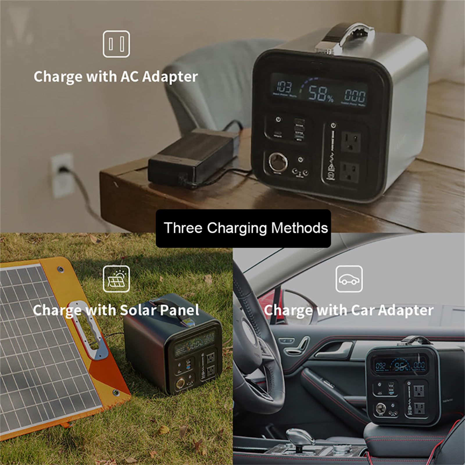 Centrale électrique Portable, Batterie 1000 Wh, avec 2 Prises Secteur 110 V/220 V 1000 W (surtension 2000 W), Charge Rapide, générateur Solaire (Panneau Solaire Non Inclus) pour al
