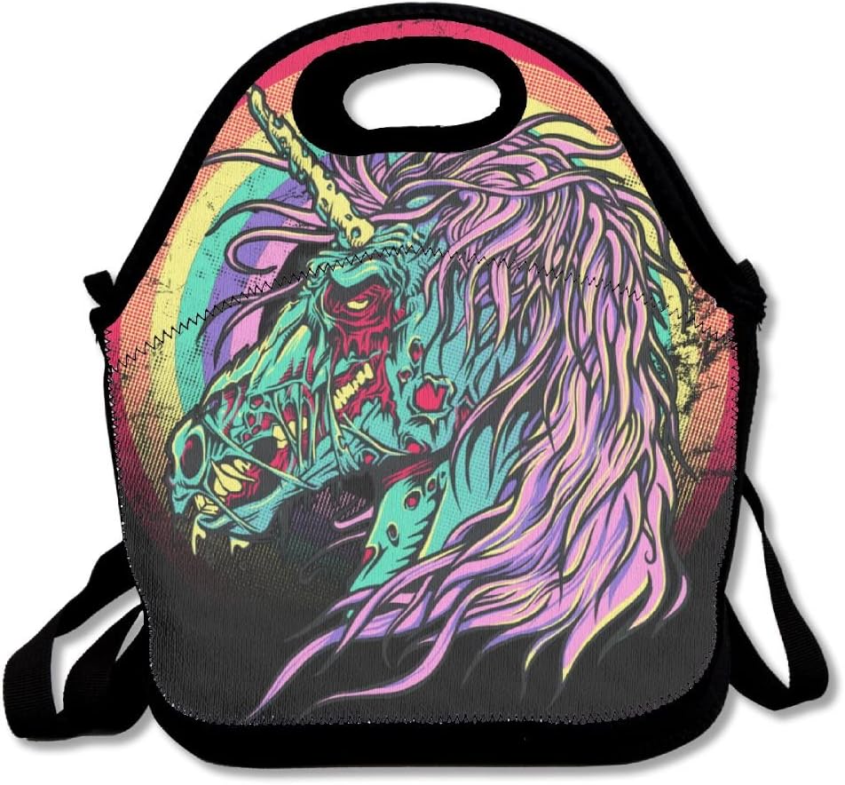 Zombie Unicorn Rainbow Insulated Lunch Bag Picnic Lunch Tote For Work, Picnic, Travelling