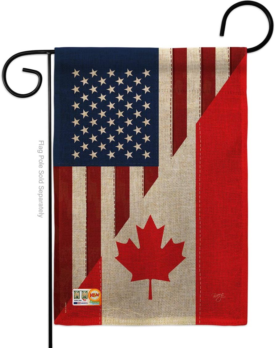 US Canada Friendship Burlap Garden Flag Regional USA American Alliance World Country Particular Area Small Decorative Gift Yard House Banner Double-Sided Made In 13 X 18.5
