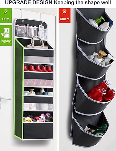 Miniatura 3 de Paquete de 2 organizadores para colgar sobre la puerta, organizador de almacenamiento colgante de 5 estantes con ventana transparente, 4 bolsillos