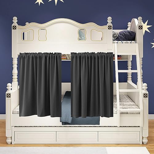 Miniatura 7 de Cortinas pequeñas de 30 pulgadas para ventanas, medias cortinas opacas cortas para cocina y baño, gris oscuro, ancho 34 x 30 pulgadas de largo