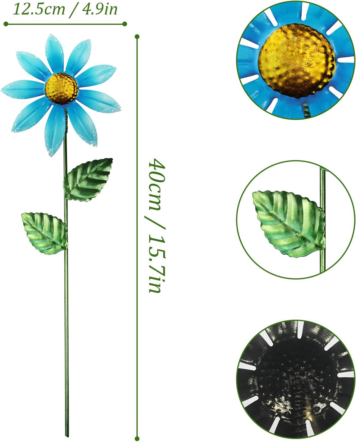 10 Pack 15.7" Outdoor Flowers, Metal Yard Art, Metal Flowers for Outside, Garden Stakes Decorative, Plants Garden Decor (Mix B)