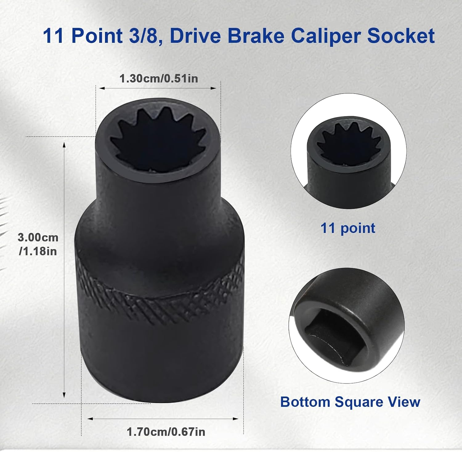 3/8" Brake Caliper 11 Point Socket Truck Brake Caliper Socket 3/8" Drive Replacement for European Trucks Compatible with Bendix Adb 22x, Adb 225, Sn6, Sn7, Sk7 Air Disc Calipers (2 Pack)