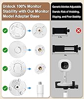 Vista 4 de Soporte de piso para monitor de bebé de altura ajustable de 82 pulgadas con cuello de cisne flexible, sin taladros y sin herramientas, base