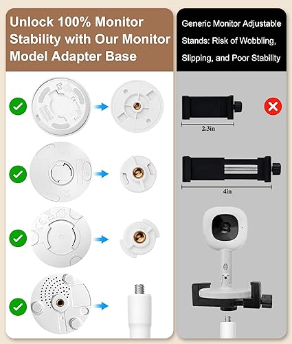 Miniatura 4 de Soporte de piso para monitor de bebé de altura ajustable de 82 pulgadas con cuello de cisne flexible, sin taladros y sin herramientas, base