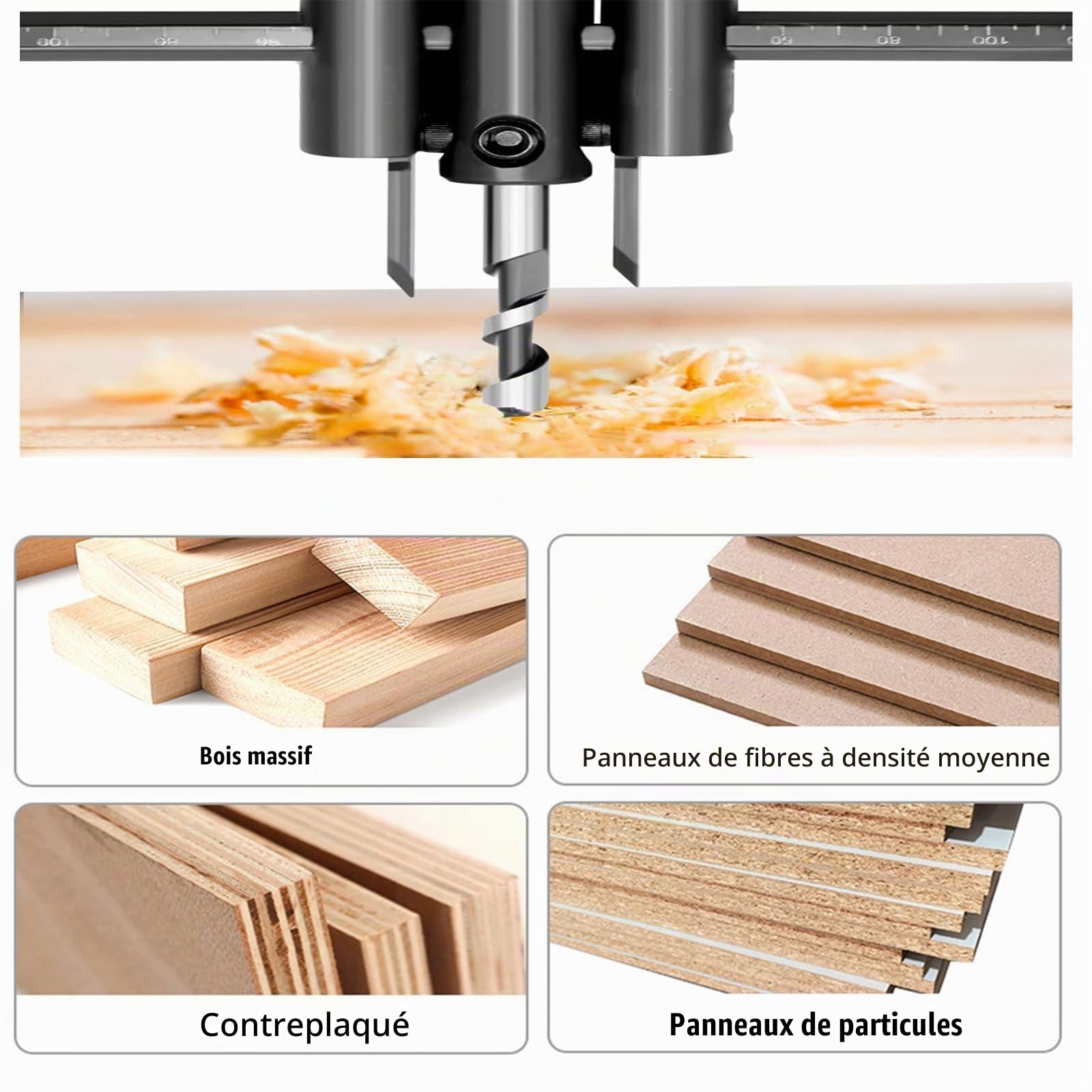 Coupe-cercle, outil de réglage du bois réglable 30-300 mm, pour bois, plastique, cloison sèche