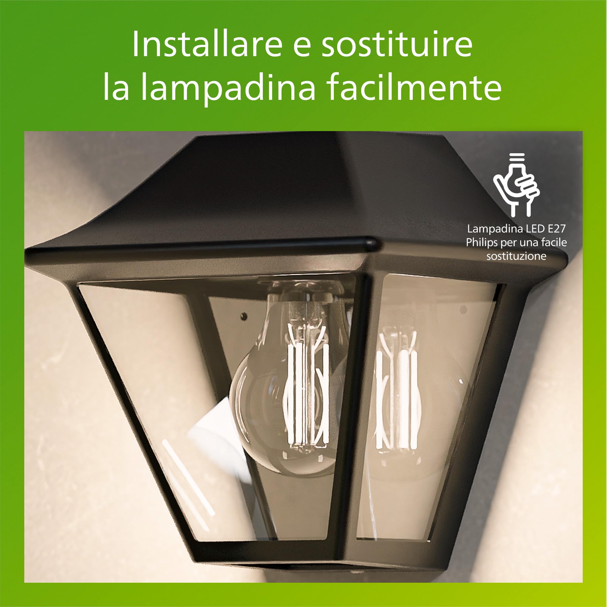 Philips Alpenglow, Applique LED da esterno, Alluminio, Nero
