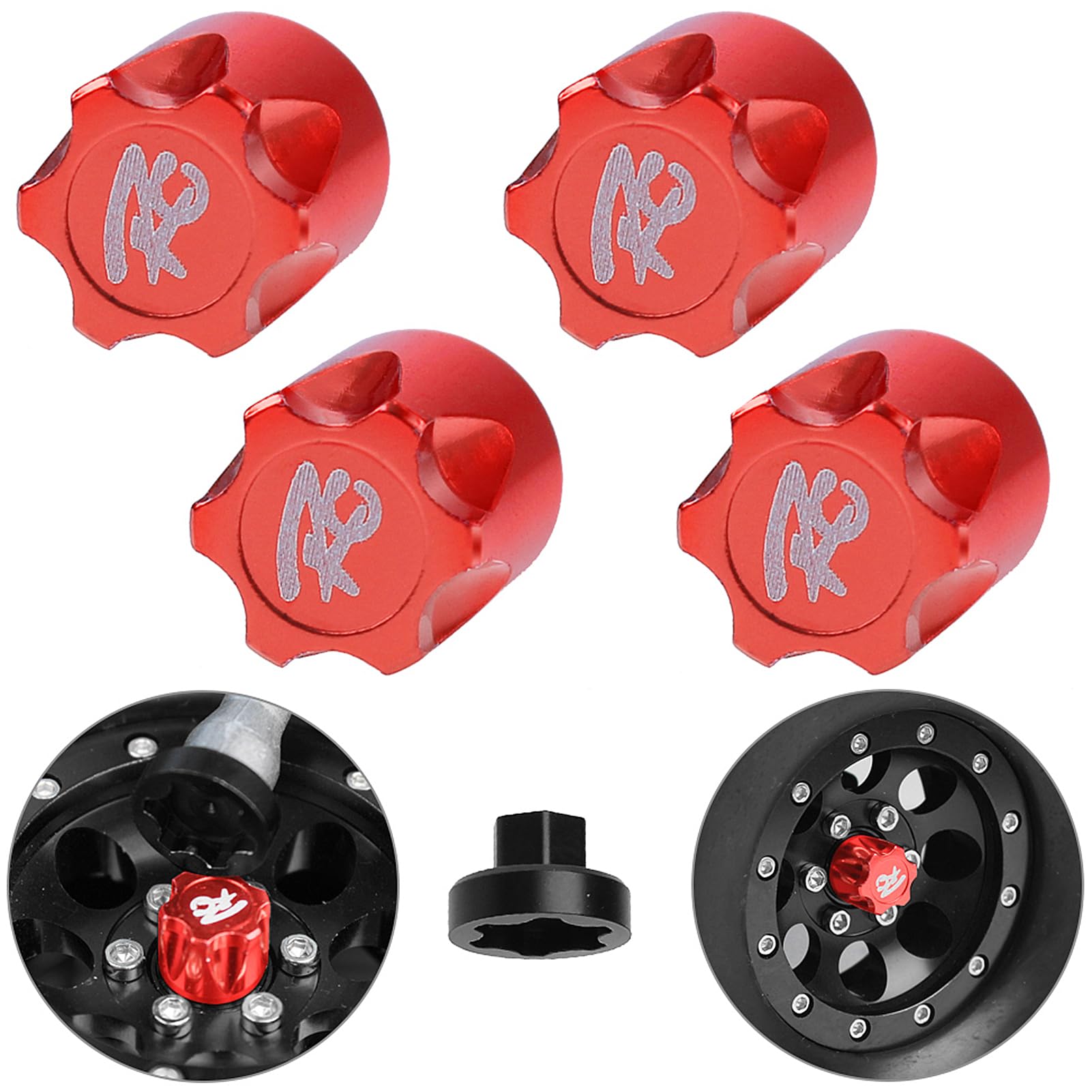 Tbest Tappo Centrale per cerchione Ruota RC, Dado M4 per copriruota Auto RC 4 Pezzi per Traxxas TRX4 Axial SCX10 90046 D90 RC Car(Nero