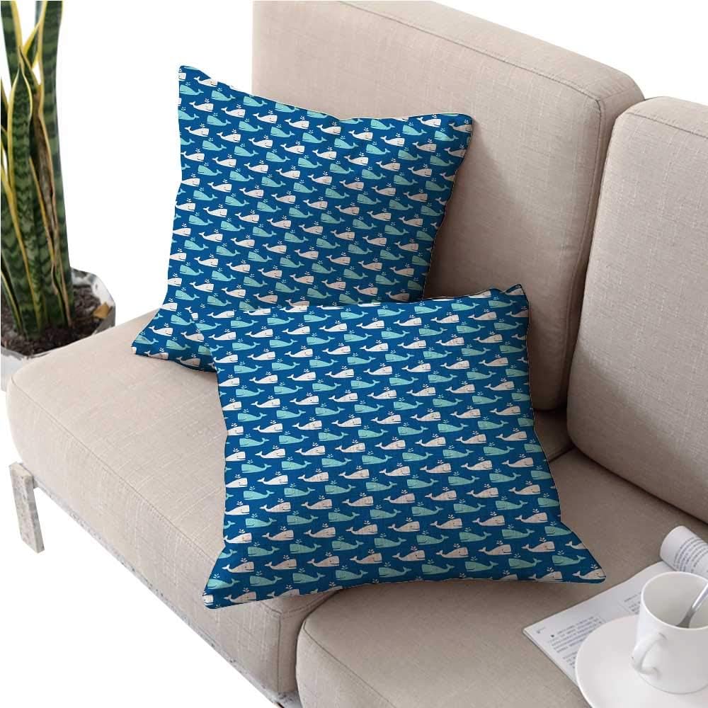 Whale Body Pillow Bicolor Whales in The Sea in Cartoon