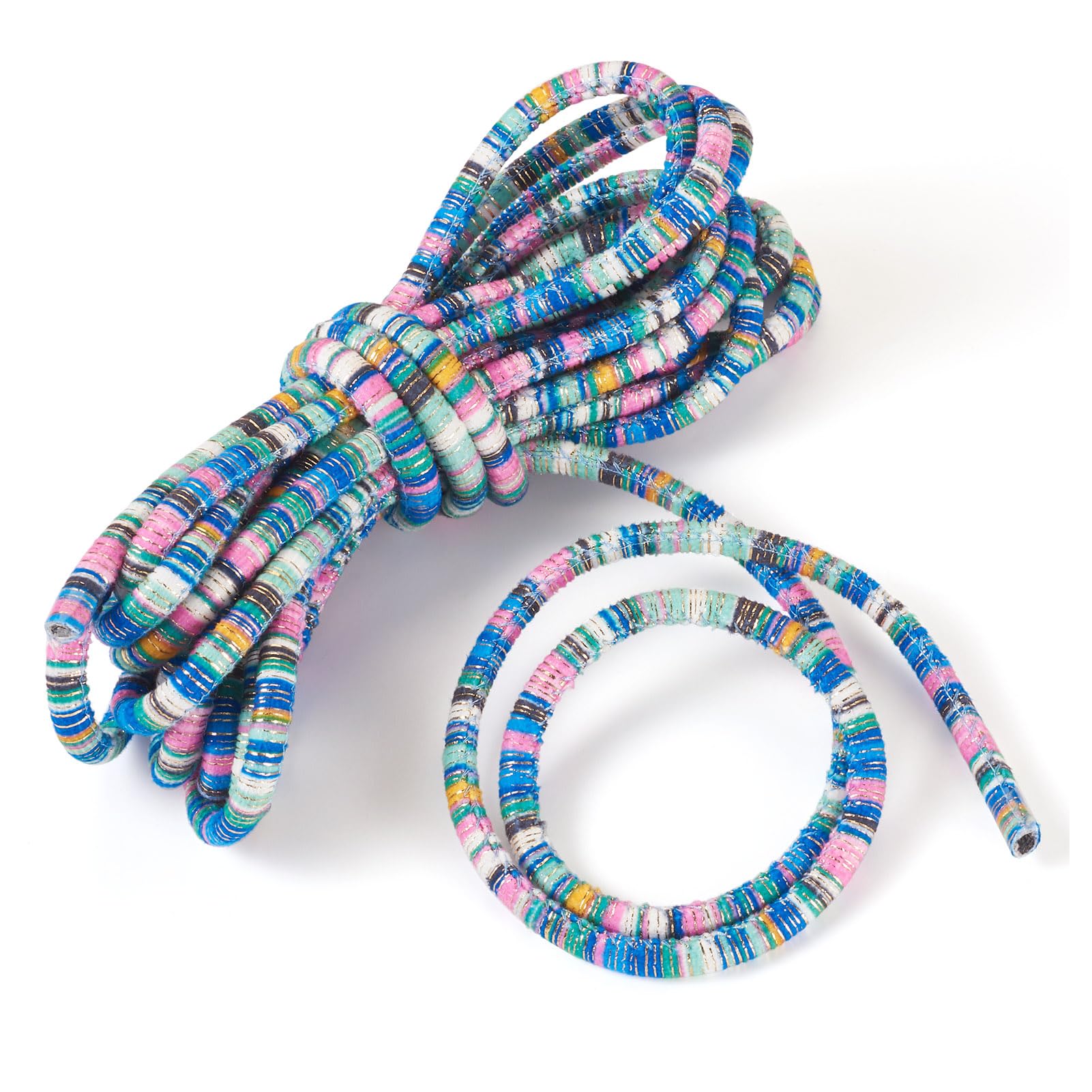 Beadthoven 5.47 Yards Ethnic Style Cloth Cords, Bohemian Round Braided Thread String Colorful Rope Gold Elastic String Ethnic Rope for DIY Bracelets Necklace Jewelry Making Gift Wrapping (Blue)