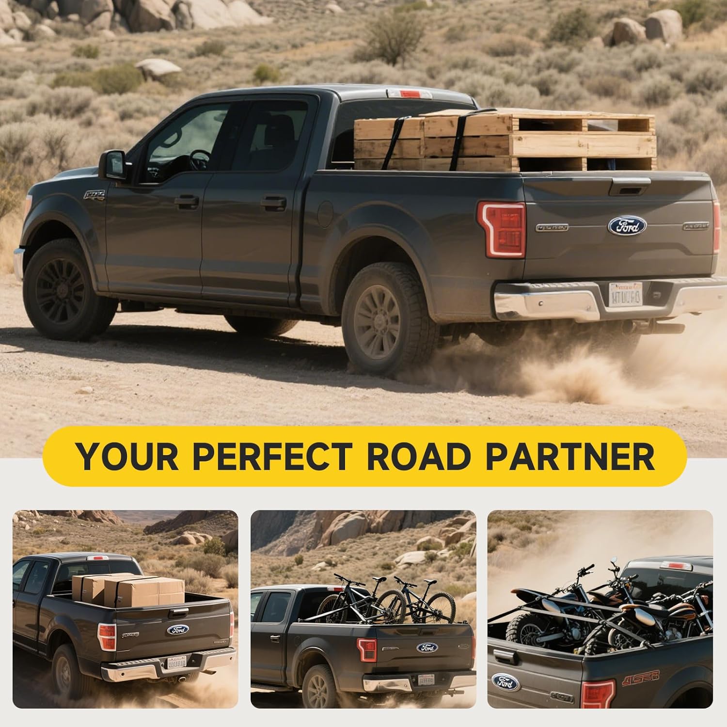 Retractable Ratchet Straps for 2015-2025 Ford F150, Ratchet Straps (2-Pack) Ford F150 Accessories, Tie Down Straps Self Retractable, Heavy Duty(1,500lb Break Strength), 1 Inch x 10 Feet, Black - Image 8