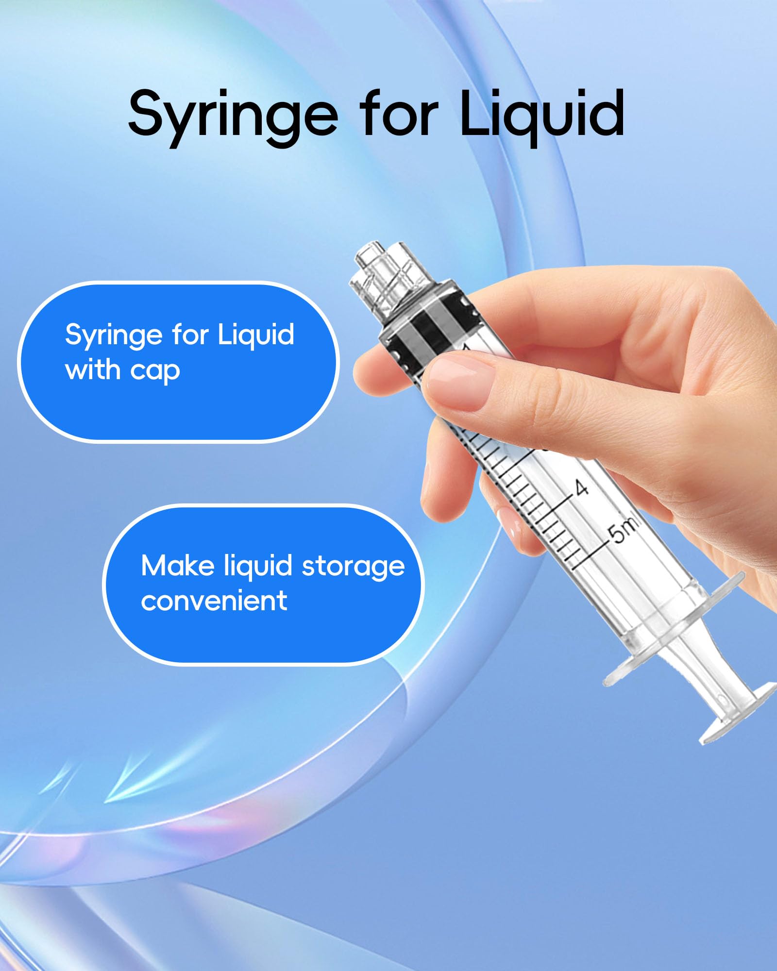 Siringa Luer Lock da 5 ml senza ago - siringhe in plastica da 5 cc, sterili, sigillate singolarmente, confezione da 50