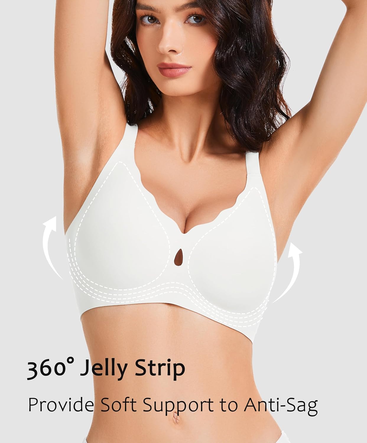 Vinfact Wireless Bras for Women No Underwire Scalloped Comfortable Push Up Supportive T-Shirt Bra Everyday Bra - Image 3