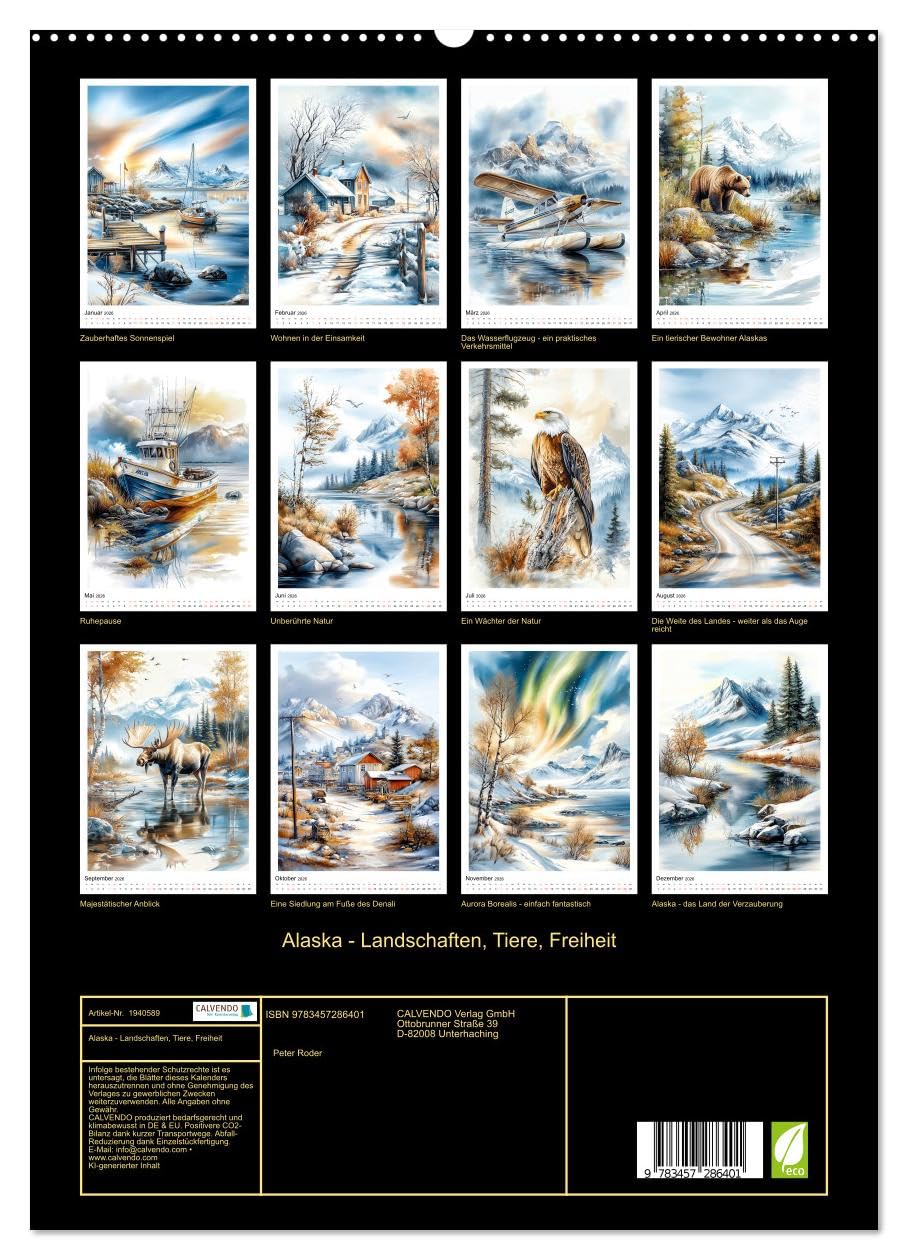 Alaska - Landschaften, Tiere, Freiheit (hochwertiger Premium Wandkalender 2026 DIN A2 hoch), Kunstdruck in Hochglanz: Das Land der Verzauberung - majestätisch, wild, frei. (CALVENDO Natur)