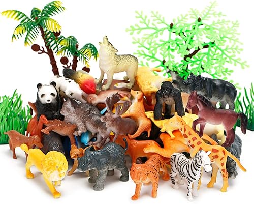Juguetes de figuras de animales 52 piezas pequeñas mini realistas de safari zoológico figuras de animales de plástico juego de juguetes educativos Juguetes de figuras de animales 52 piezas pequeñas mini realistas de safari zoológico figuras de animales de plástico juego de juguetes educativos