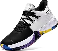 ASHION Kids Basketball Shoes Boys Girls Sneakers Mid-Top Lace Up Cushion Anti Slip Athletic Outdoor Sport Shoes for Unisex-Child