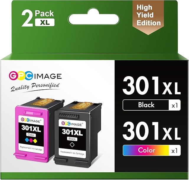GPC Image Remanufactured 301XL ink cartridges replace for HP 301 combo Pack for HP Deskjet 1000 1050 1510 2050 2510 2540 3050 OfficeJet 2620 2622 Envy 4500 4502 5530 5532 5534 5536 (Black,Tri-Colour)