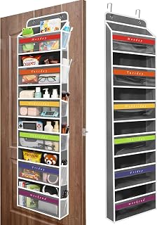 YooxArmor 8 Compartment Door Hangers, Over Door Storage with Side Pockets, Space-saving Hanging Bag for Bathroom, Bedroom, Beige