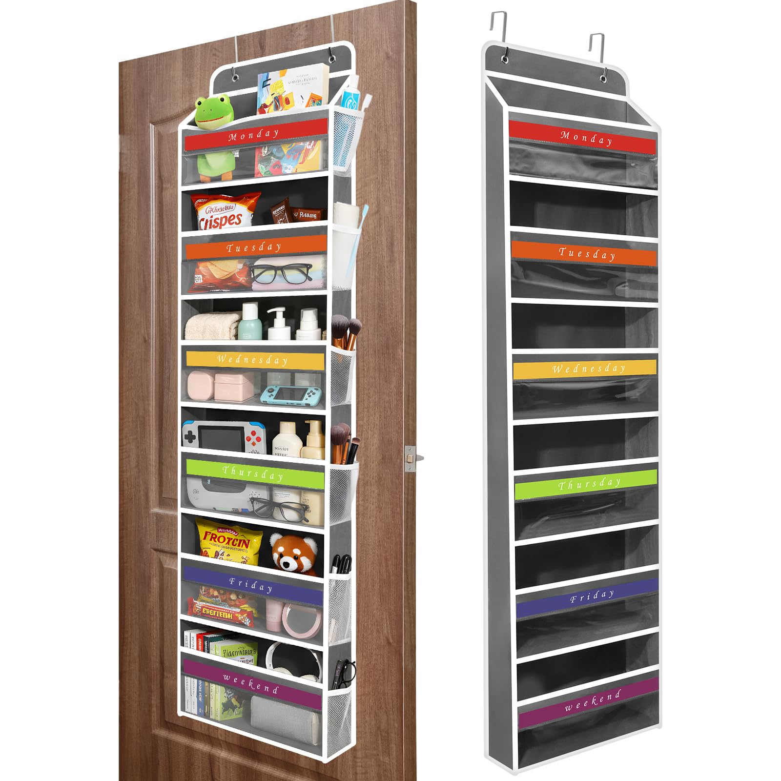YooxArmor Over Door Hanging Organiser,Grey,1-Pack
