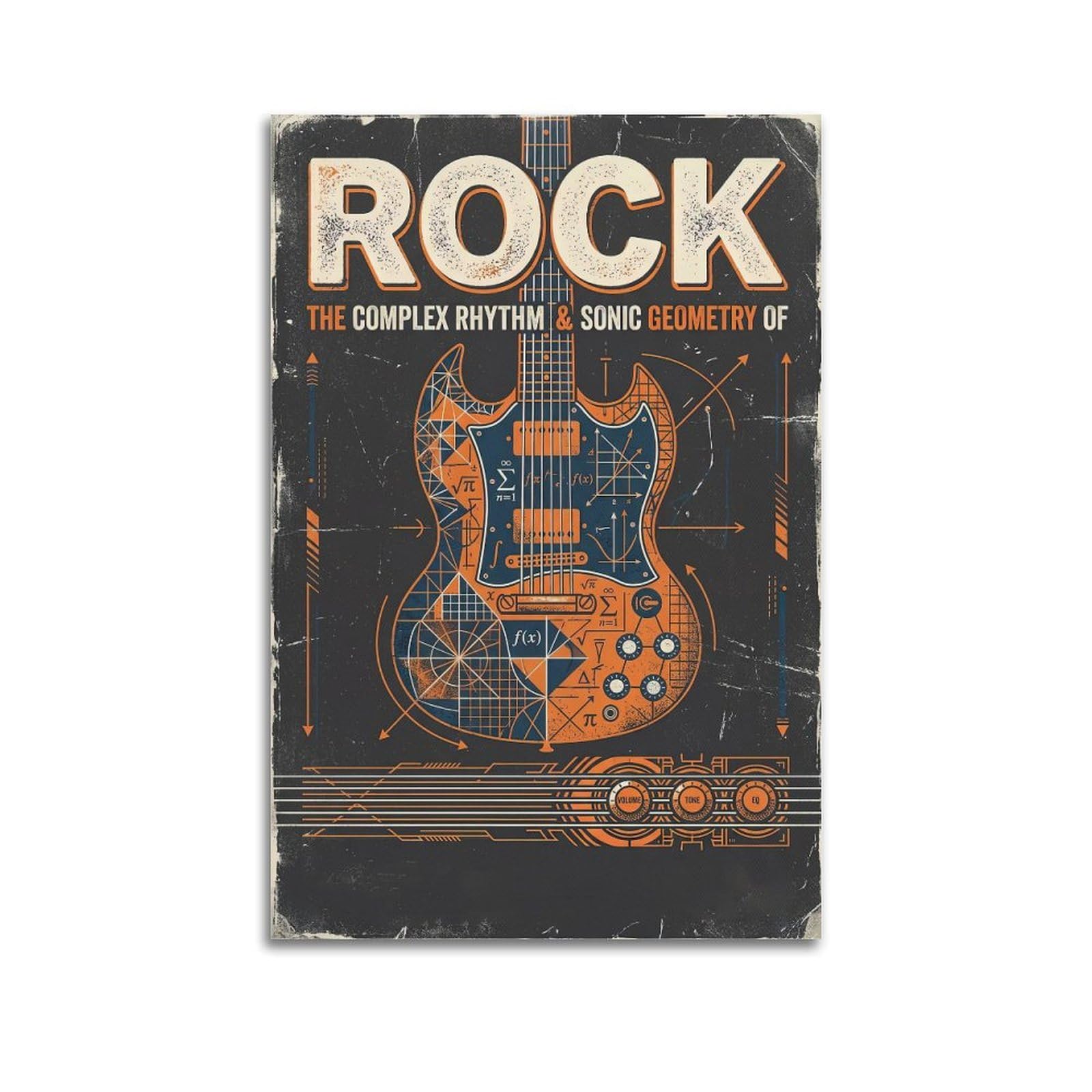 OKNGB Vintage Progressive Rock Math Geometry Guitar Poster Decorative Painting Canvas Art Picture 24x36inch(60x90cm)