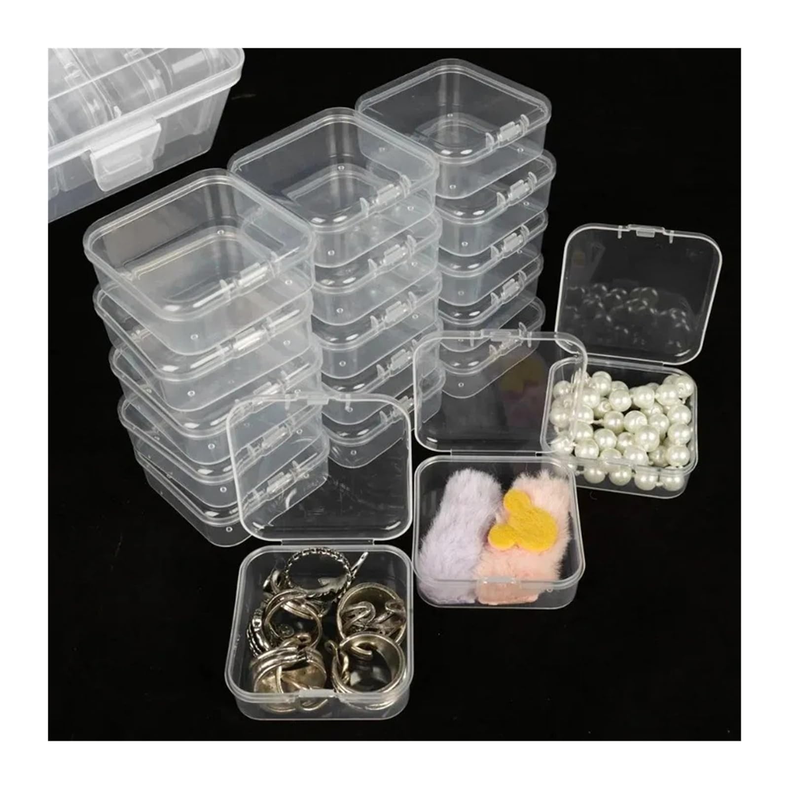 Generico 30 scatole organizer in plastica trasparente con strass for perline/gioielli