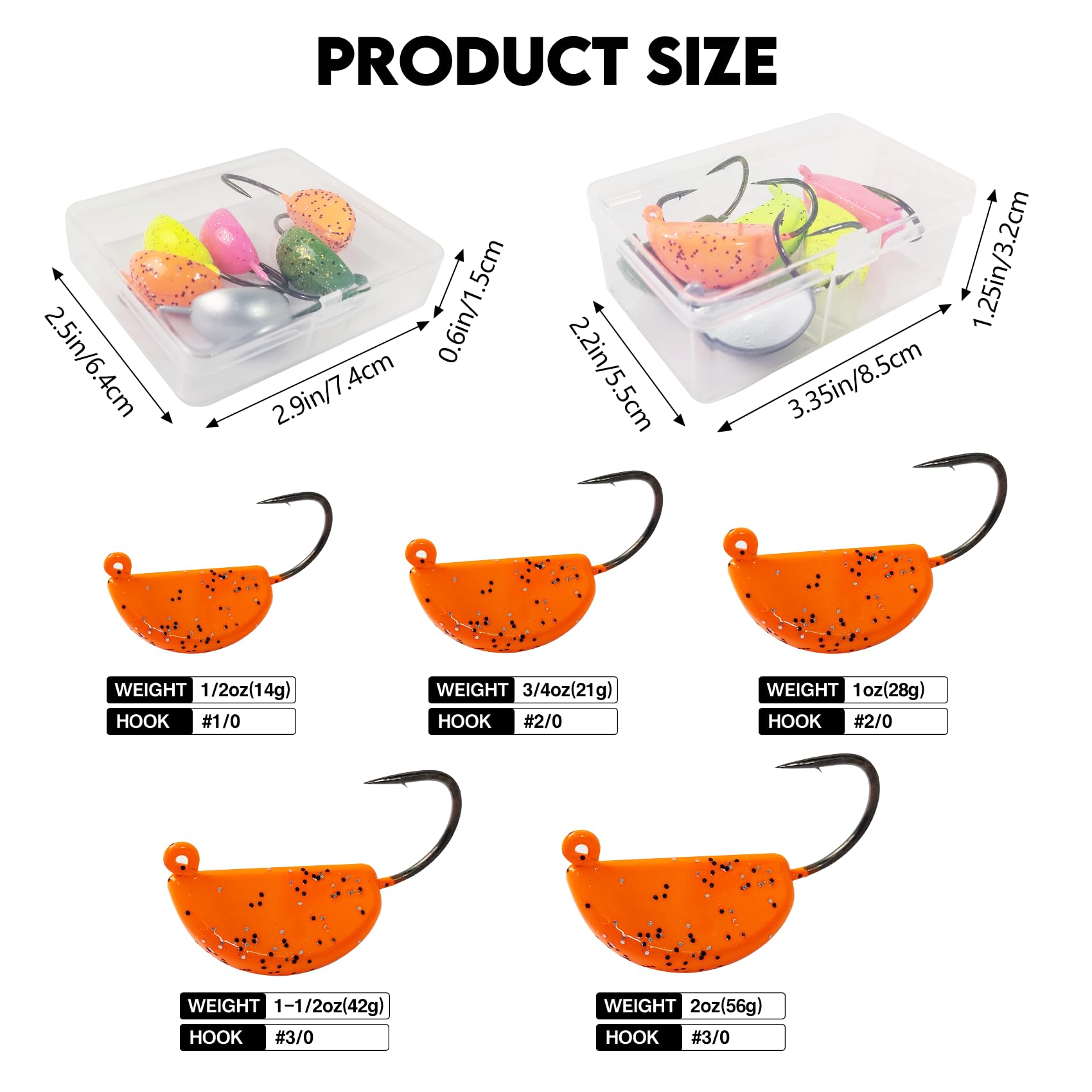 Eupheng Sheepshead Jigs, 1/2oz 3/4oz 1oz 1.5oz & 2oz, Standup Style Saltwater Fishing Jig Heads with 2X Strengthened Hooks for Blackfish (Tautog), Grouper & Snapper