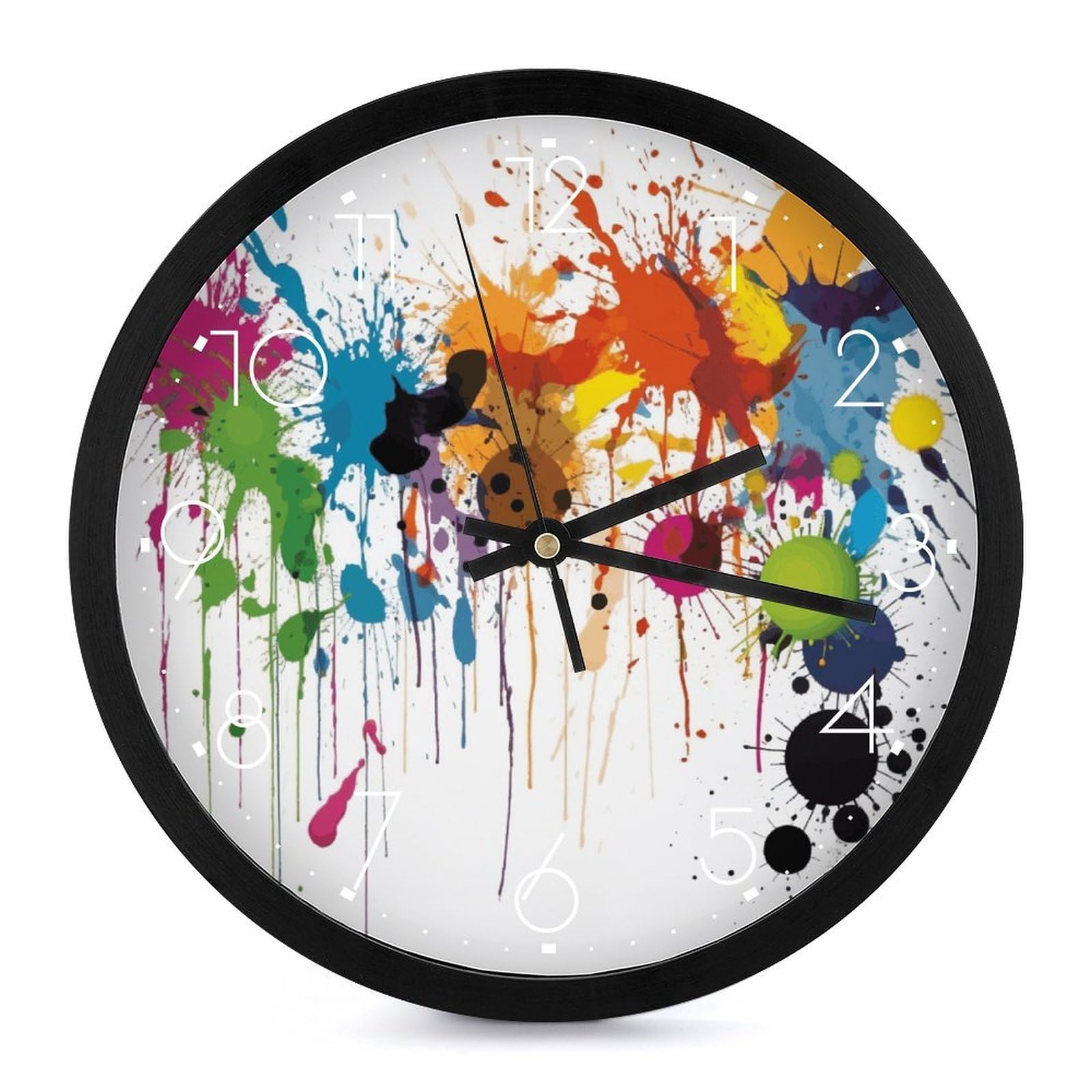 Horloge murale imprimée avec éclaboussures de peinture abstraite