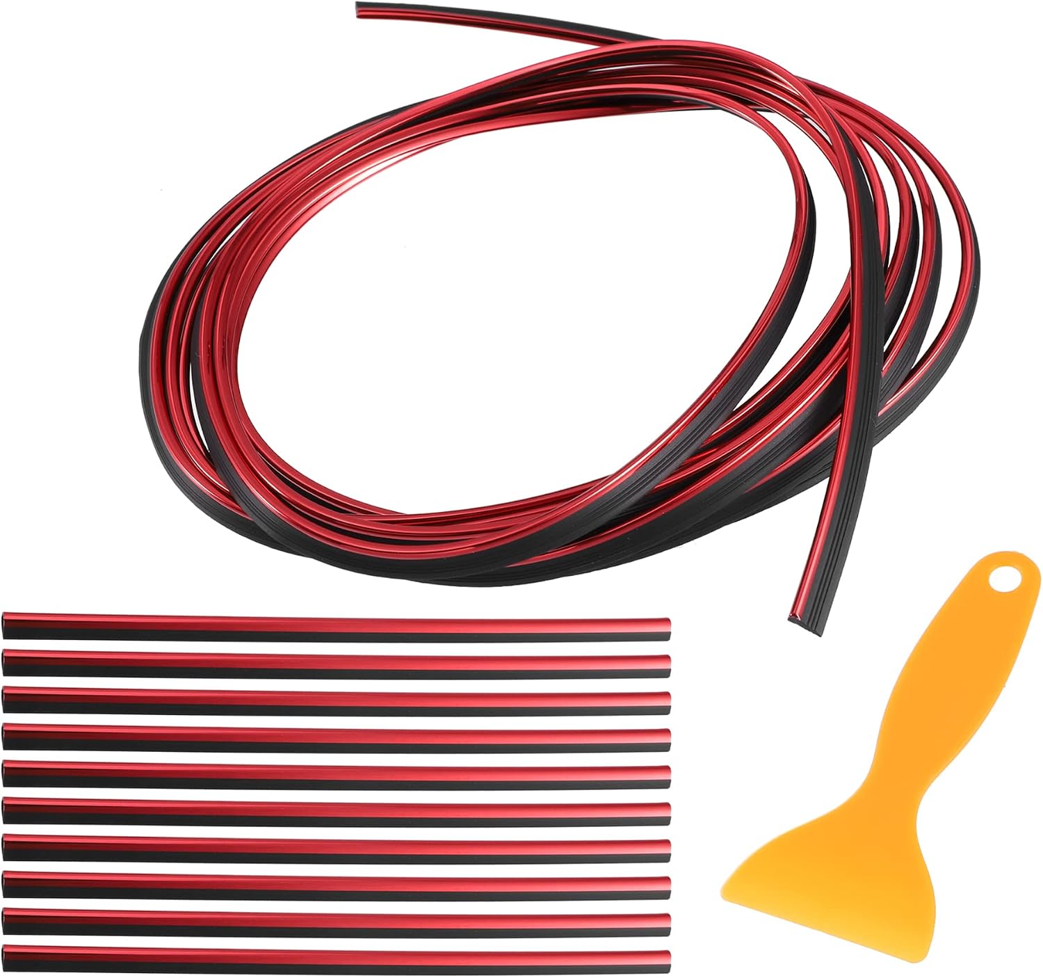 Motoforti Universal Car Air Conditioner Vent Outlet Trims, Interior Accessories, Car Decorative Filler Insert Strip Line, 5m 16.4ft, PVC, Red, 1 Set