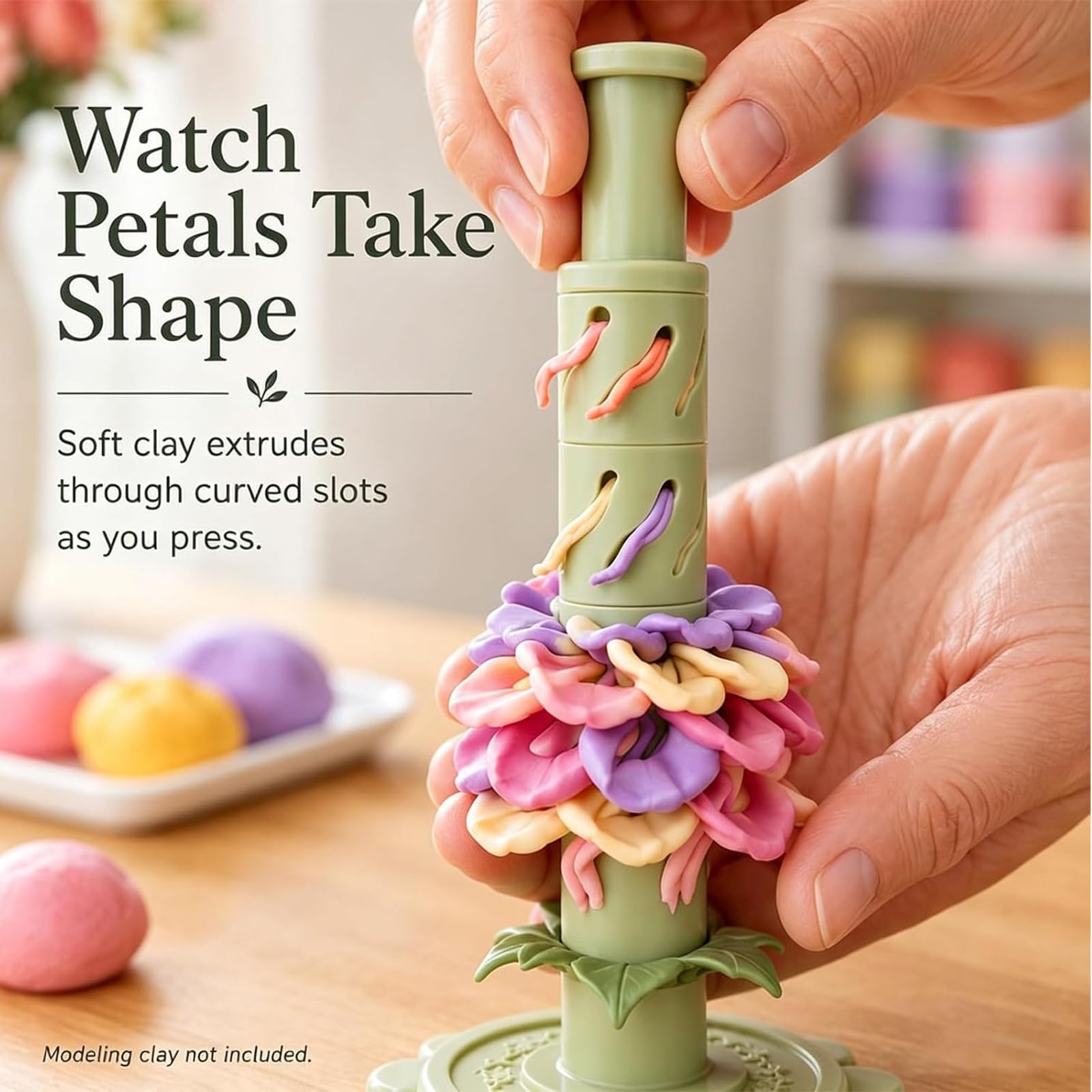 Kit fai da te per la creazione di fiori in argilla, modulare con stampo a pressione per creare composizioni floreali uniche, perfetto per attività domestiche e in classe