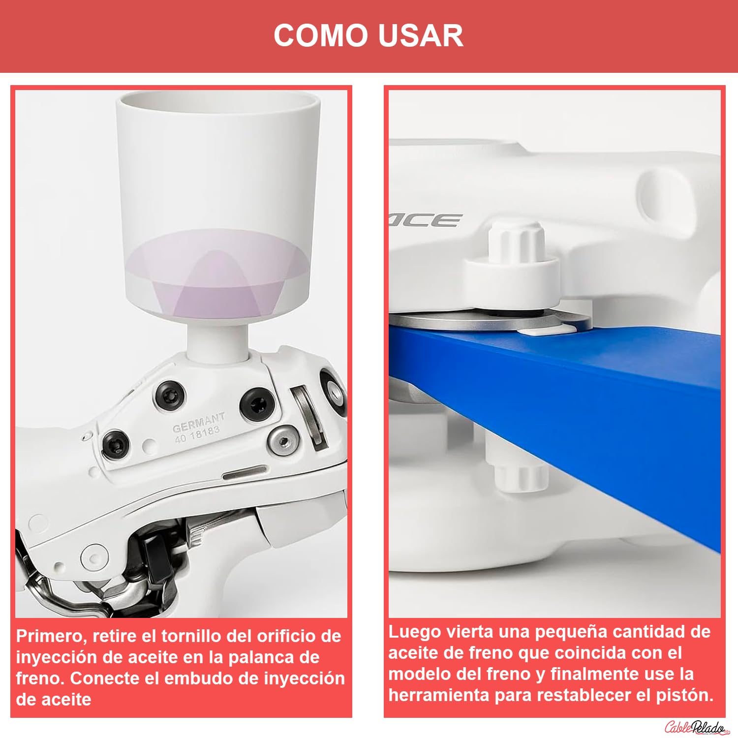 CABLEPELADO - Strumento a pressione a pistone per freno a disco idraulico per bicicletta | Separatore di pastiglie professionale | Utile per la manutenzione e lo spurgo dei freni MTB e strada